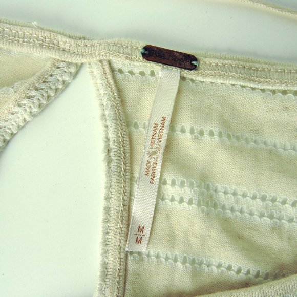 Free People Azalea Eyelet Stripe Dolman Top oversize relax loose fit Ivory Sz M - Picture 8 of 12